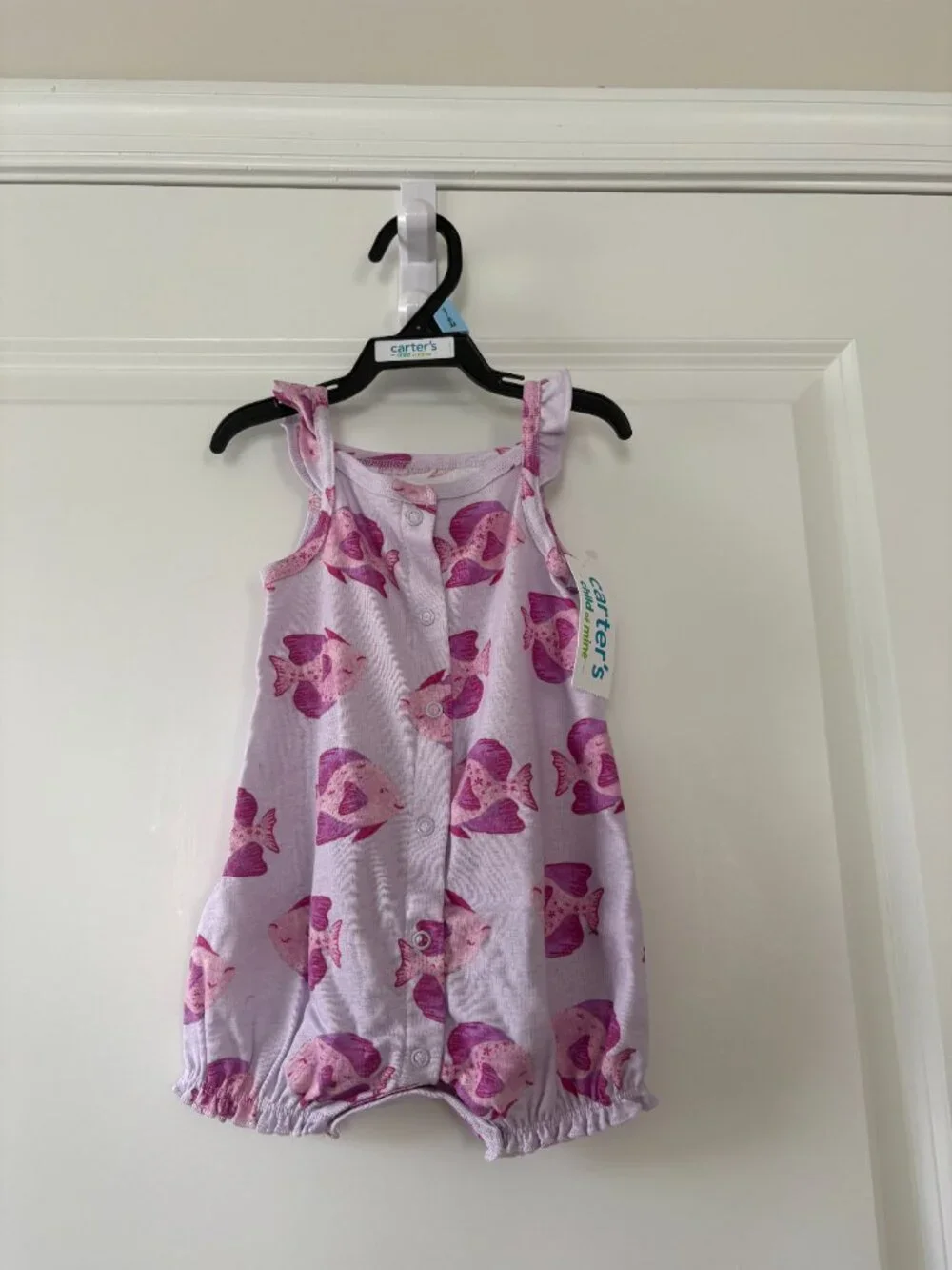 Carter's Child of Mine Baby Girl Purple Fish Romper Size 3-6 Months